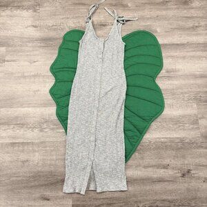 Mahina Hawaii Womens Gray Ribbed Button Front Midi Dress Boutique